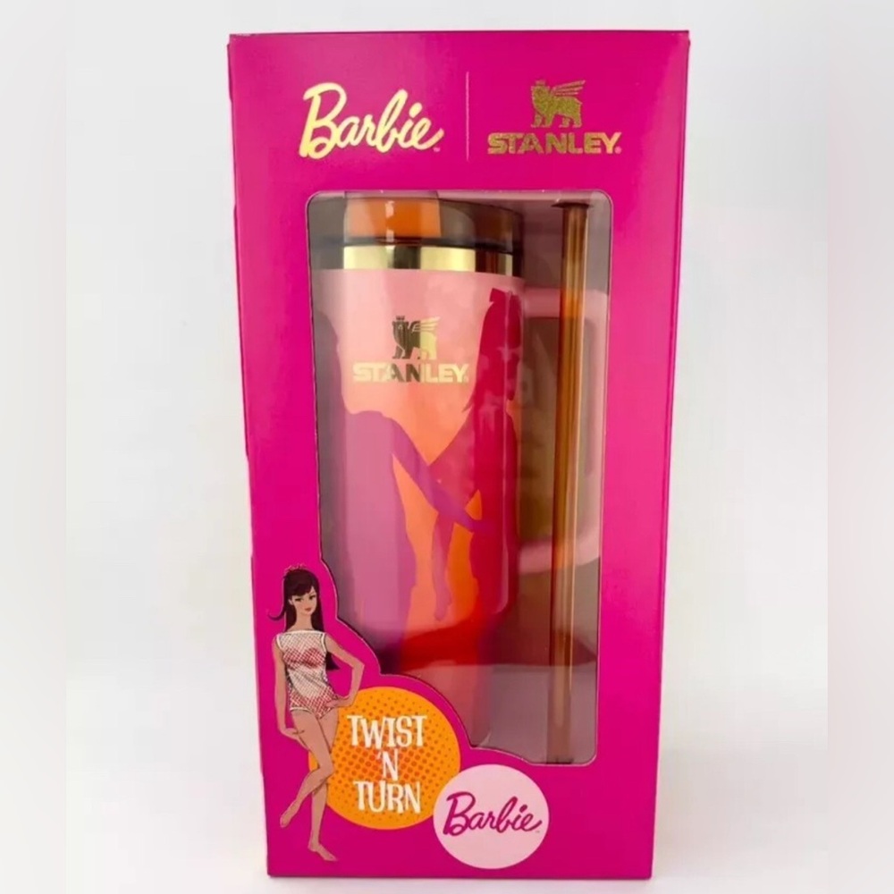 Barbie Stanley 40 oz. Limited Ed. tumbler 1960s Twist N Turn NIB with lid, straw